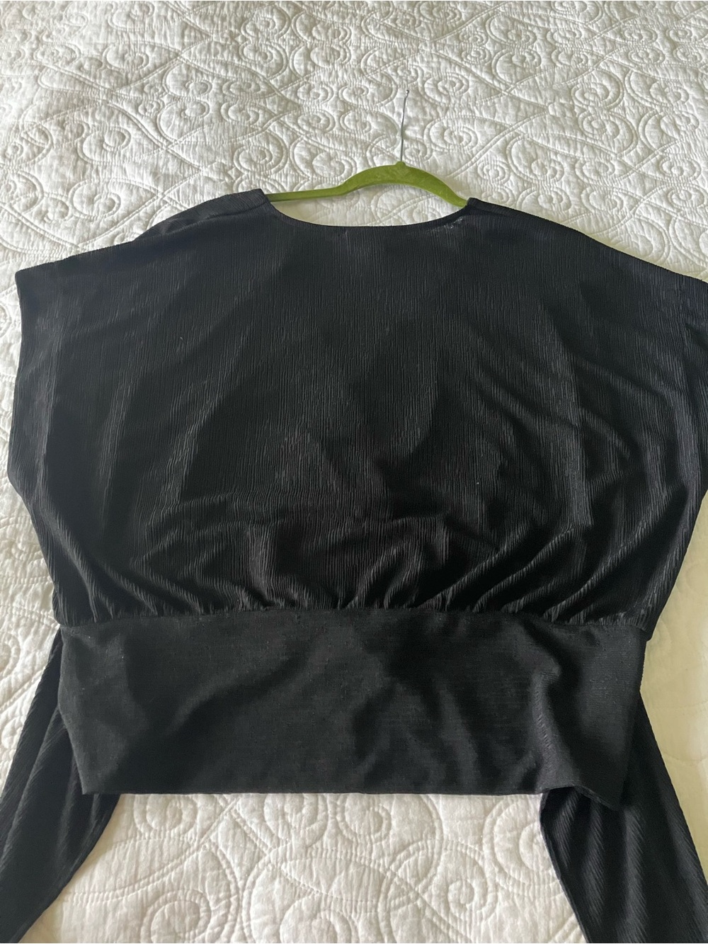 NWOT-Jennifer Lopez Black Wrap Tie Waist Blouse XL Flowy Draped - Picture 3 of 10